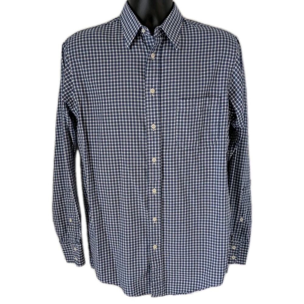 Vintage Burberrys of London Shirt 15.5-35 Blue Gingham Check USA Made Cotton